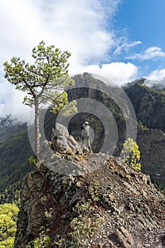 La palma cumbrecita mountains viewpoint woman photographing