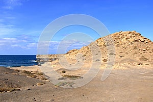 La Pared, Fuerteventura, Canary Islands, Spain - November 23 2023: People enjoy the coast landscape and beach