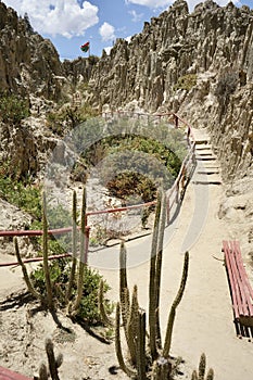 Footpath through the Valle de la Luna, or Killa Qhichwa (Moon Valley). La Paz, Bolivia, October 10, 2023. photo