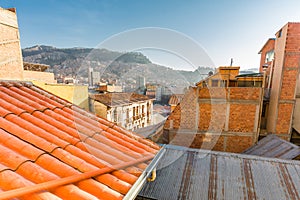 La Paz cityscape city window view buildings roof, Bolivia.