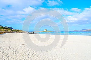 La Pelosa beach under a cloudy sky