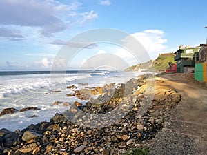 La Perla coastal community in Old San Juan under the city walls