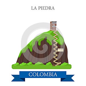 La Piedra in Colombia vector flat attraction landmarks