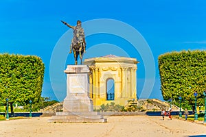 La Promenade du Peyrou dominated by the statue of king Louis XIV in Montpellier, France