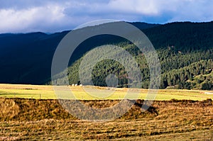 La Quillane green mountains in French Pyrenees photo