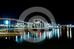 La Rambla de Mar by night, Barcelona photo