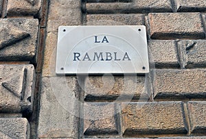 La Rambla sign in Barcelona