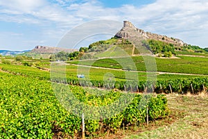 La Roche de SolutrÃÂ© with vineyards, Burgundy, France photo