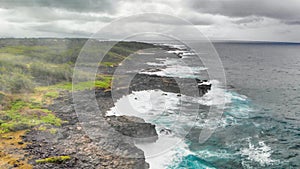 La Roche Qui Pleure, Mauritius. Drone point of view on a cloudy day photo