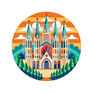 La Sagrada Familia touristic attraction vector EPS photo