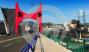 La Salve Bridge with Guggenheim Museum. Bilbao