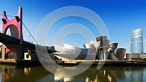 La Salve Bridge, Guggenheim Museum and Torre Iberdrola in Bilbao