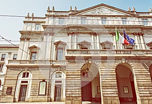 La Scala is an opera house in Milan, Italy, yellow photo filter