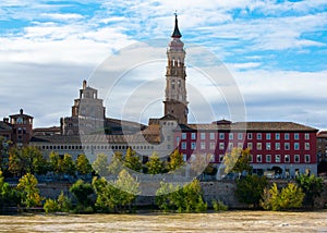 La Seo Cathedral, famous construction with romanesque, mudejar and ghotic parts in Zaragoza, Spain photo
