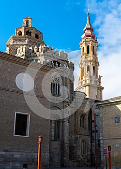 La Seo Cathedral, famous construction with romanesque, mudejar and ghotic parts in Zaragoza, Spain photo