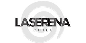 La Serena in the Chile emblem. The design features a geometric style, vector illustration with bold typography in a modern font. photo
