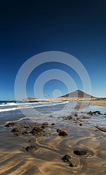 La tejita beach and montana roja in south tenerife spain