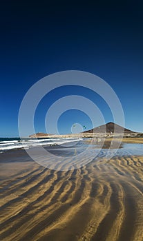 La tejita beach and montana roja in south tenerife spain