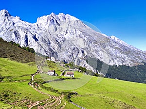 La Terenosa sheepfold in the way from Pandebano to Naranjo de Bulnes peak, also know as Picu Urriellu, Picos de Europa National photo