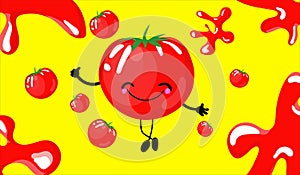 La Tomatina Festival Tomatoes Festival, background, flat cartoon vector illustration photo