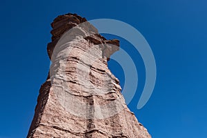 La Torre, rock formation of the Jurassic period of the Triassic desert and arid place of the Talampaya cayon La Rioja Argentina