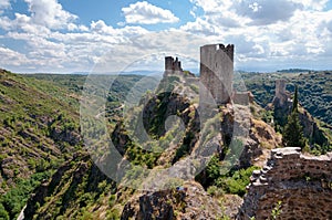 La Tour Regine Surdespine and Quertinheux towers and valley at L