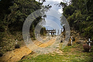 La Union, Antioquia - Colombia - May 28, 2022. Site of the plane crash, which among the passengers were players photo