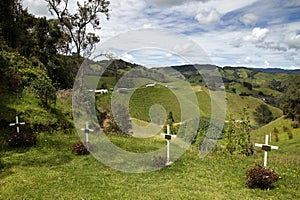 La Union, Antioquia - Colombia - May 28, 2022. Site of the plane crash, which among the passengers were players photo