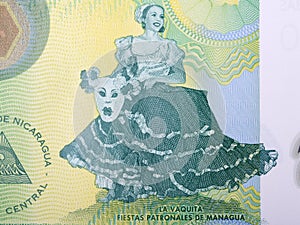 La Vaquita dancer from Nicaraguan money photo