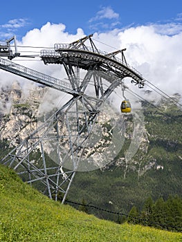 La villa, Italy. Sud Tyrol. The last section of the Piz la Ila cableway before entering into the upper station. Holiday time photo