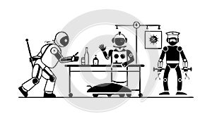 Lab Automation: Robots in Scientific Research, vector design Generative AI