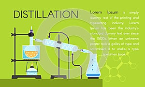 Lab distillation concept banner, flat style