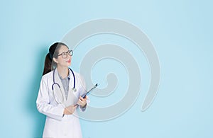 Lab doctor holding patient medical records file