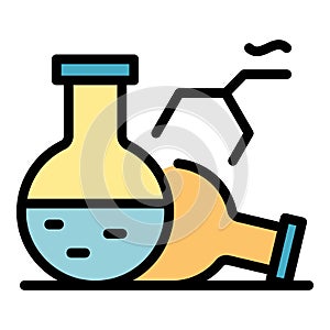 Lab flasks icon color outline vector