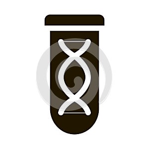 Lab Glass Test Tube With Biomaterial glyph icon