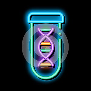 Lab Glass Test Tube With Biomaterial neon glow icon illustration