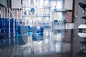 Lab glassware  science laboratory research and development concept