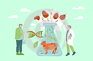 Lab grown meat. Horizontal image. Vector illustration