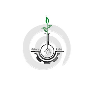 Lab nature logo template design. sprout leaf. simbol, icon, badges, ecology.