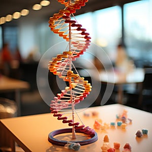 Lab setting DNA model displayed on the table