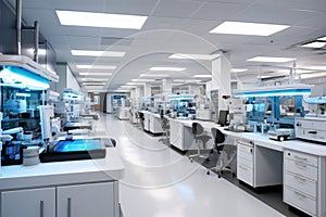 A lab space filled with a diverse array of lab equipment for scientific research and experimentation, Medical Development