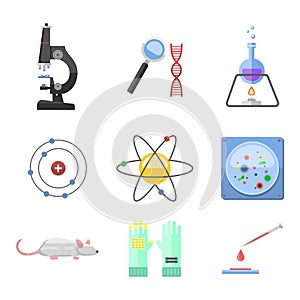 Lab symbols test medical laboratory scientific biology design molecule microscope concept and biotechnology science