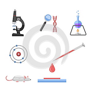 Lab symbols test medical laboratory scientific biology design molecule microscope concept and biotechnology science