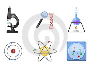 Lab symbols test medical laboratory scientific biology design molecule microscope concept and biotechnology science