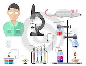 Lab symbols test medical laboratory scientific biology design molecule microscope concept and biotechnology science