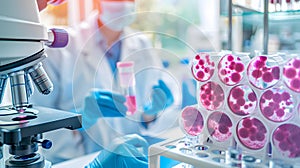 Lab technician preparing biopsy