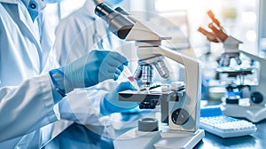 Lab technician preparing biopsy