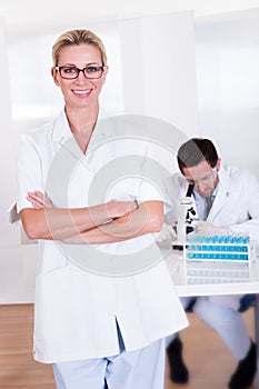 Lab technicians at work in a laboratory
