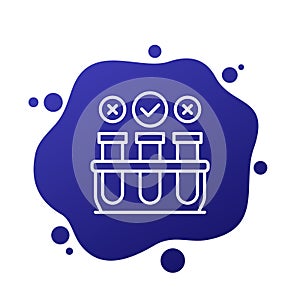 lab test line icon with test tubes, vector