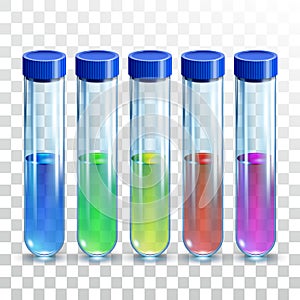 Lab Test Tubes With Chemical Liquid Set Vector